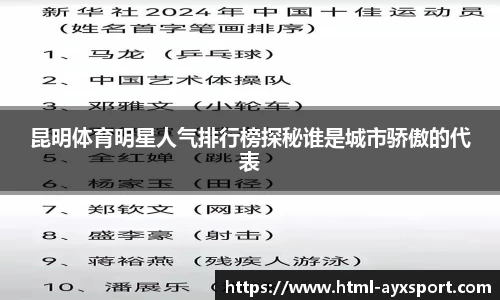 昆明体育明星人气排行榜探秘谁是城市骄傲的代表